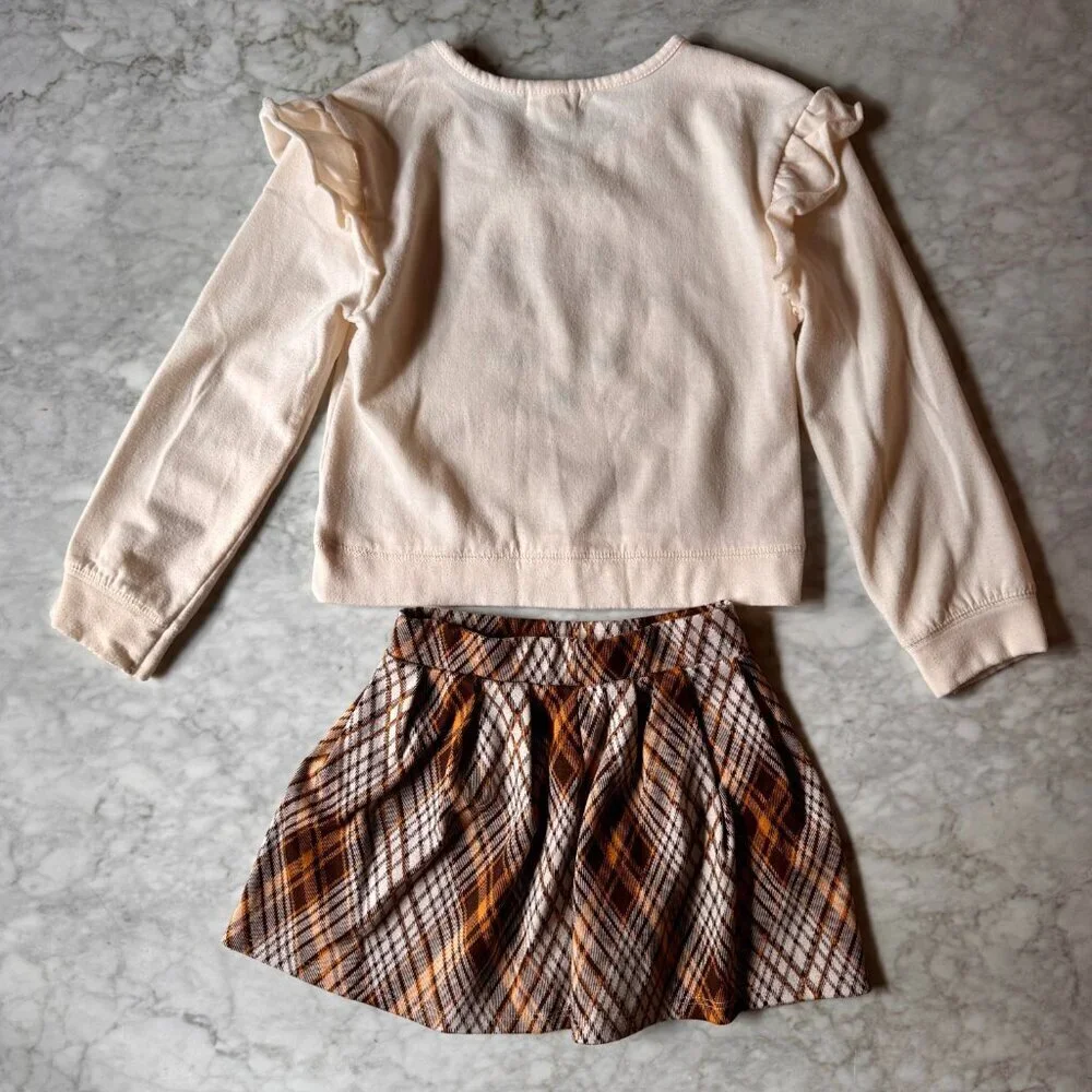 Btween Size 8 Fox Sequin Skirt + Cozy Sweater Set Fall Outfit Pumpkin Patch - Picture 2 of 8